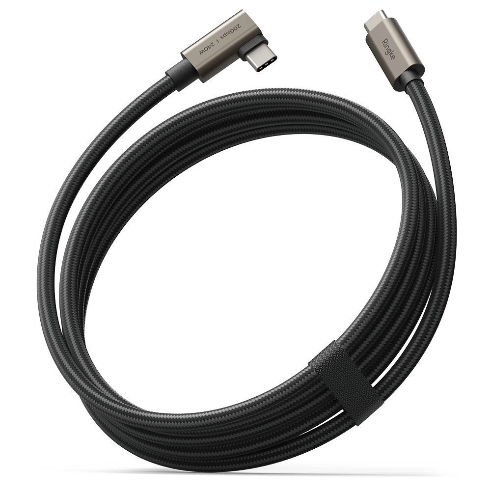 Ringke 3.2 gen. 2x2 USB-C, PD 3.1 240W 2m angled cable - blackeng