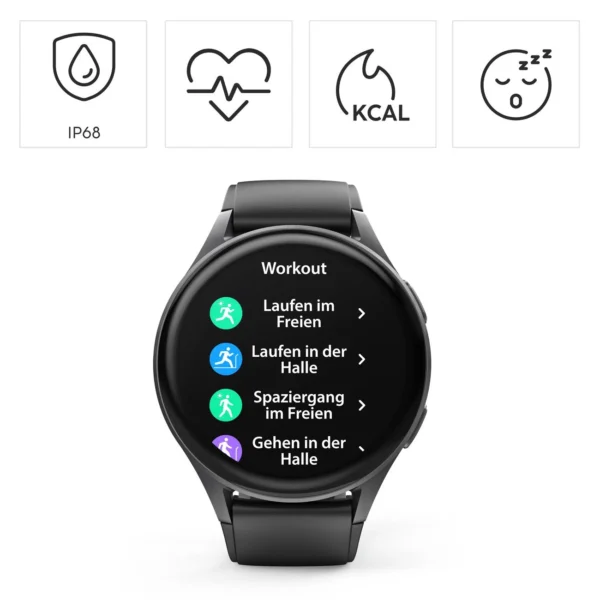 Hama 8900 GPS AMOLED Smartwatch 1.43" with Silicone Strap - Blackeng