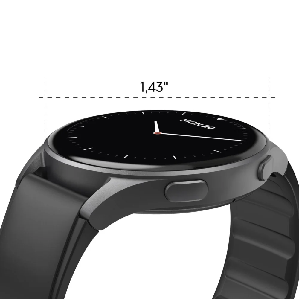 Hama 8900 GPS AMOLED Smartwatch 1.43" with Silicone Strap - Blackeng