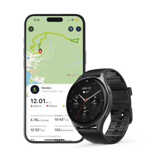 Hama 8900 GPS AMOLED Smartwatch 1.43" with Silicone Strap - Blackeng
