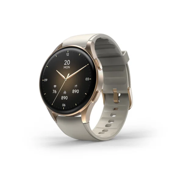 Hama 8900 GPS AMOLED Smartwatch 1.32" with Beige Silicone Strap - Goldeng