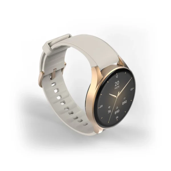 Hama 8900 GPS AMOLED Smartwatch 1.32" with Beige Silicone Strap - Goldeng