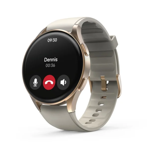 Hama 8900 GPS AMOLED Smartwatch 1.32" with Beige Silicone Strap - Goldeng