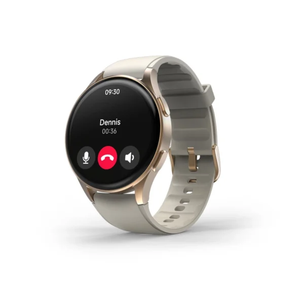 Hama 8900 GPS AMOLED Smartwatch 1.32" with Beige Silicone Strap - Goldeng