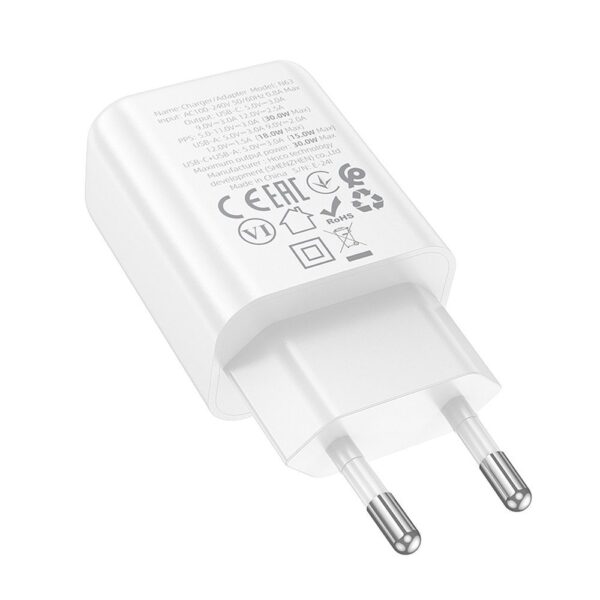 HOCO wall charger USB A + Type C PD QC3.0 3A 30W N63 white
