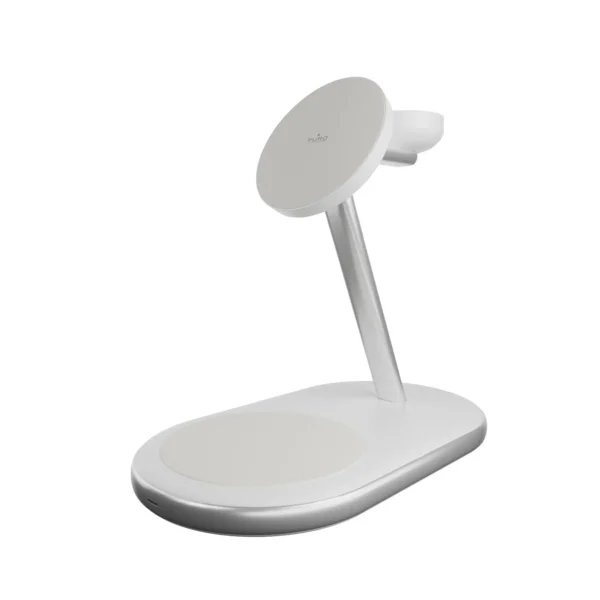 Puro Mag Station Qi2 3-in-1 Wireless Charger Compatible with MagSafe - Whiteeng