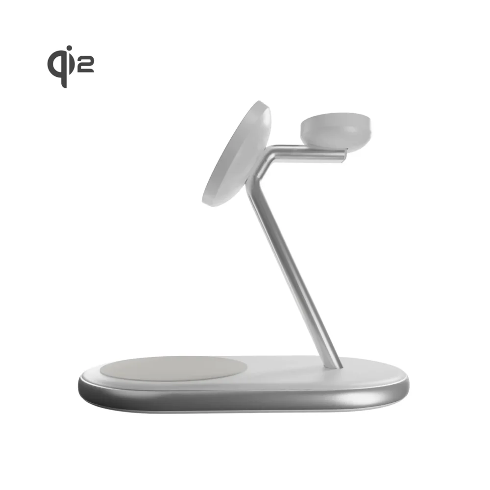 Puro Mag Station Qi2 3-in-1 Wireless Charger Compatible with MagSafe - Whiteeng