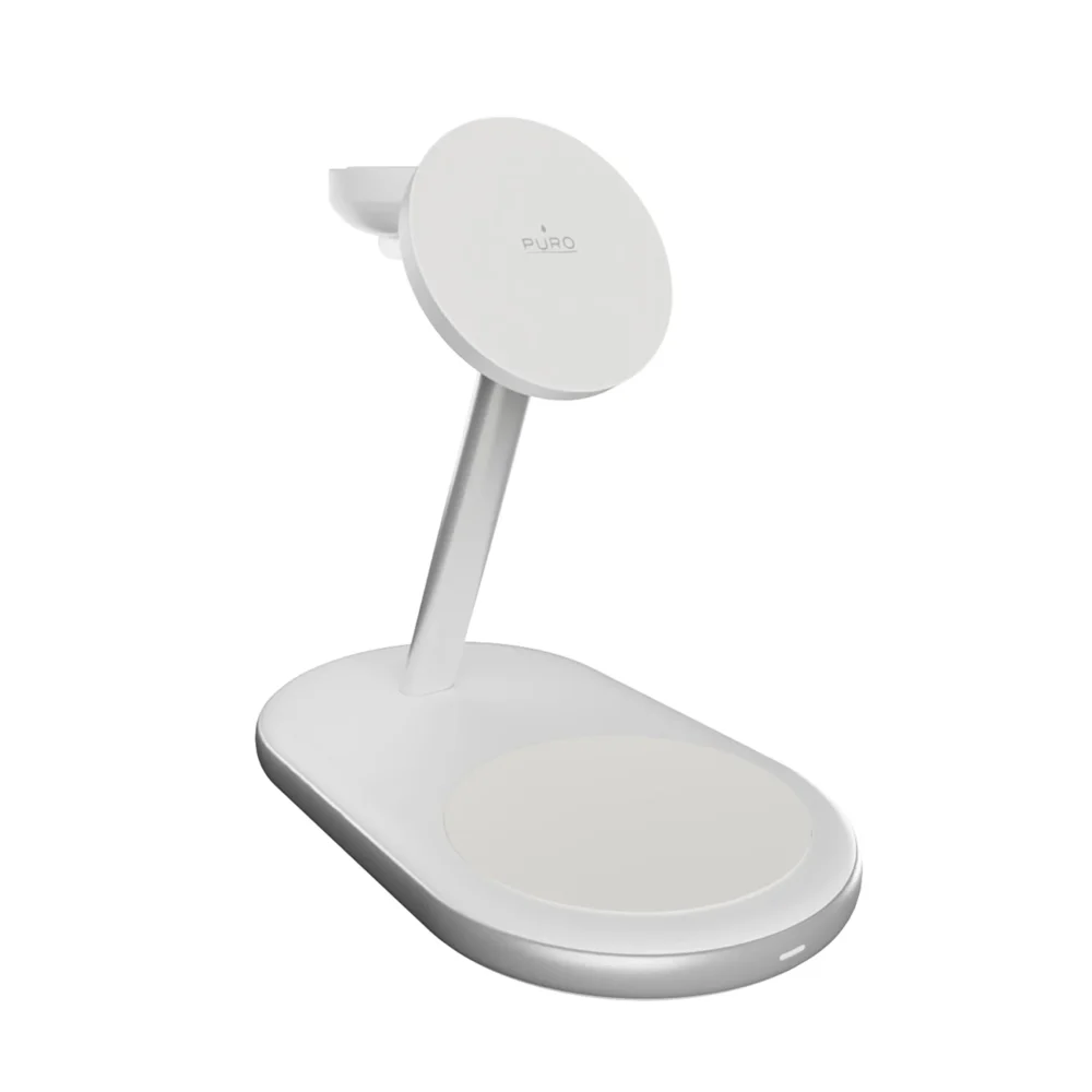 Puro Mag Station Qi2 3-in-1 Wireless Charger Compatible with MagSafe - Whiteeng