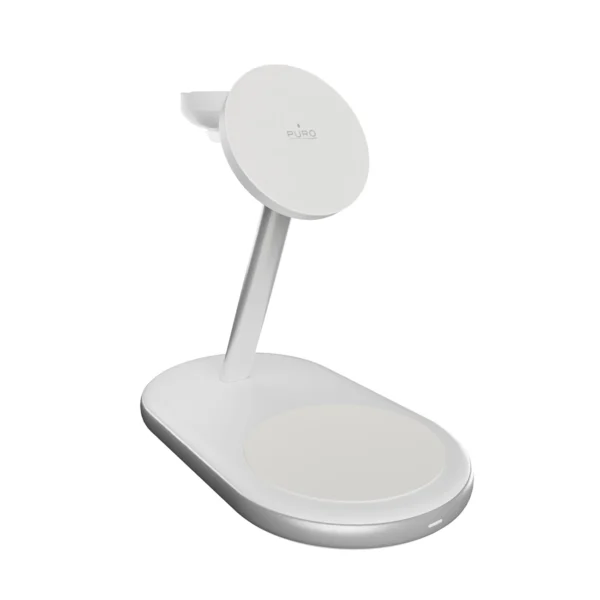 Puro Mag Station Qi2 3-in-1 Wireless Charger Compatible with MagSafe - Whiteeng