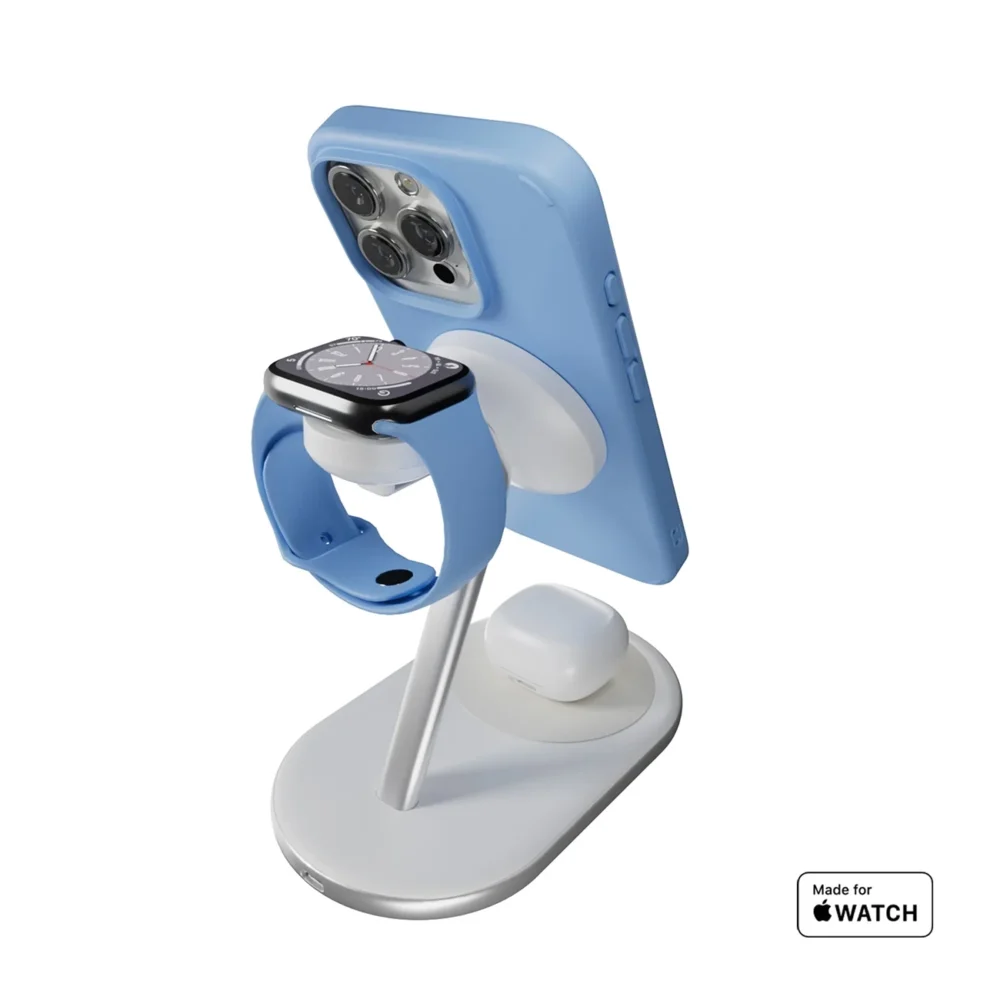 Puro Mag Station Qi2 3-in-1 Wireless Charger Compatible with MagSafe - Whiteeng