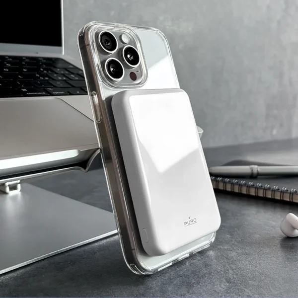 Powerbank Puro Mag Plus 5000mAh 20W Qi2 compatible with MagSafe 1x USB-C Power Delivery - whiteeng