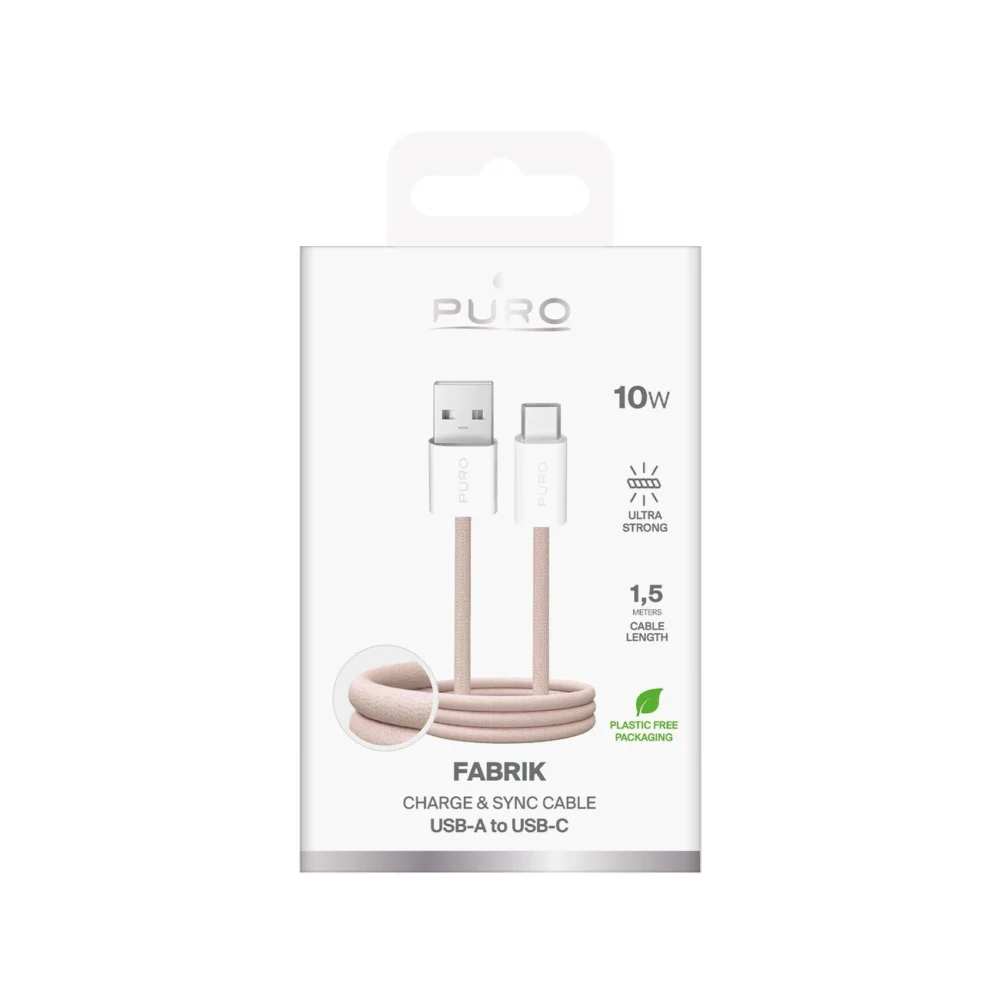 Puro Fabrik 10W Braided Cable USB-A - USB-C 1.5m - Beigeeng