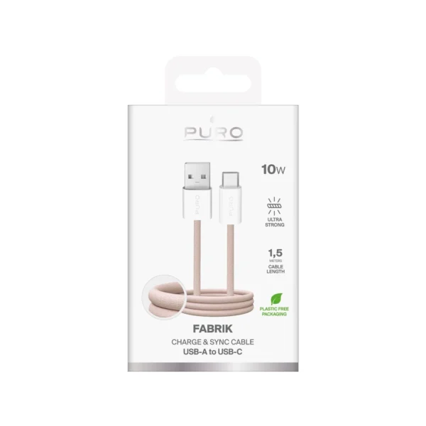 Puro Fabrik 10W Braided Cable USB-A - USB-C 1.5m - Beigeeng