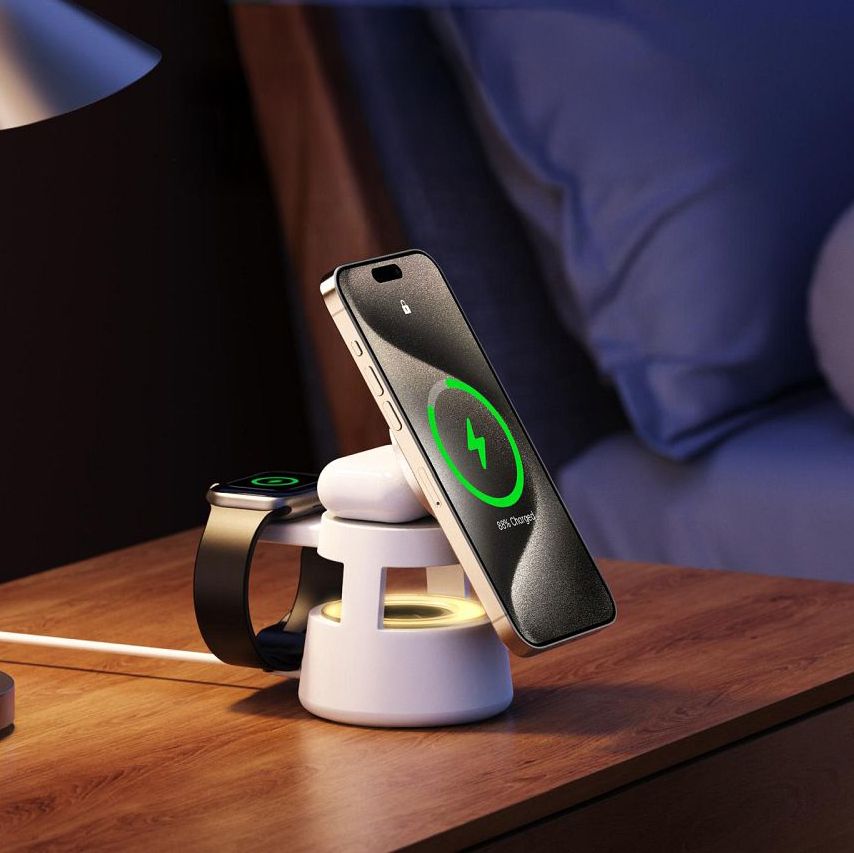 DUZZONA W23 5-in-1 Magnetic Wireless Charging Station with Bluetooth Speaker