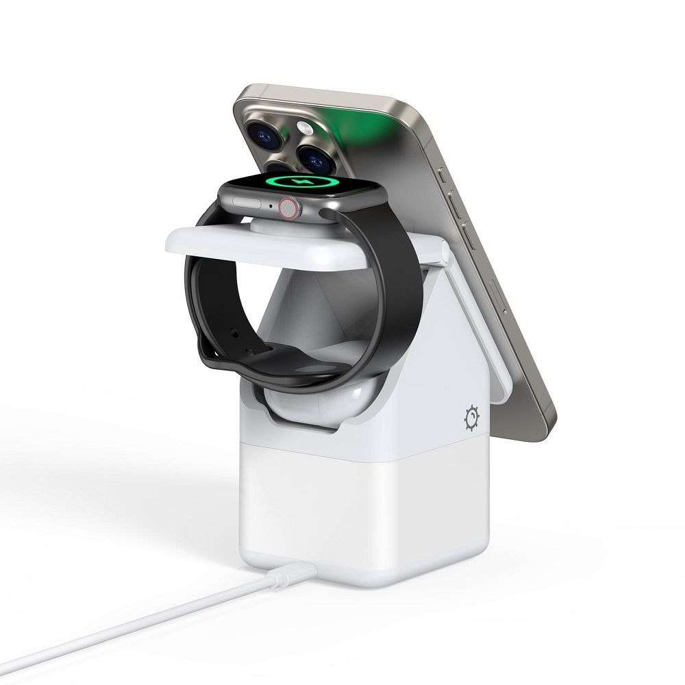 W20 4-in-1 House-shaped Magnetic Wireless Charger Stand 15W White