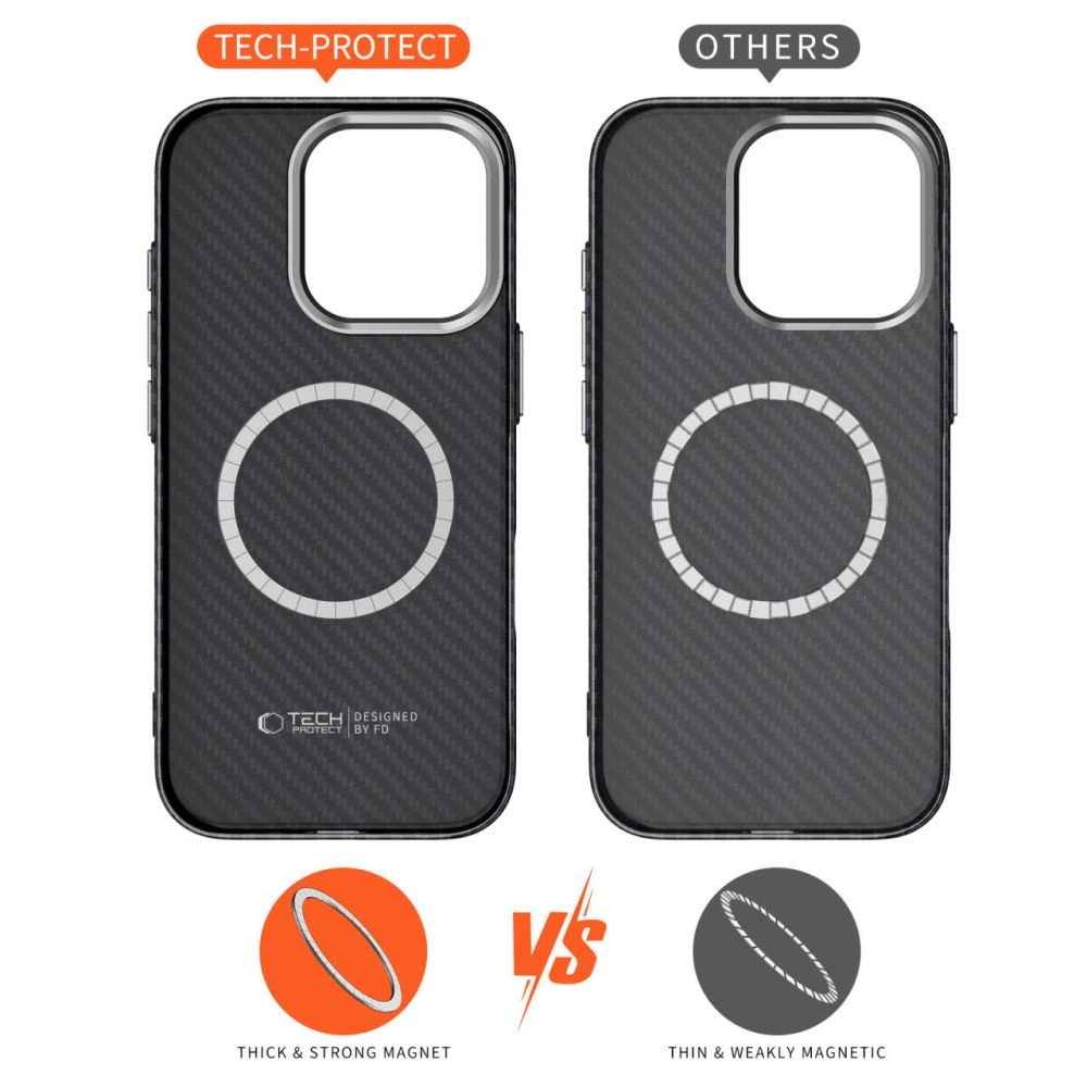 Tech-Protect Ion Carbon MagSafe iPhone 16 Pro Case - Black/Greyeng