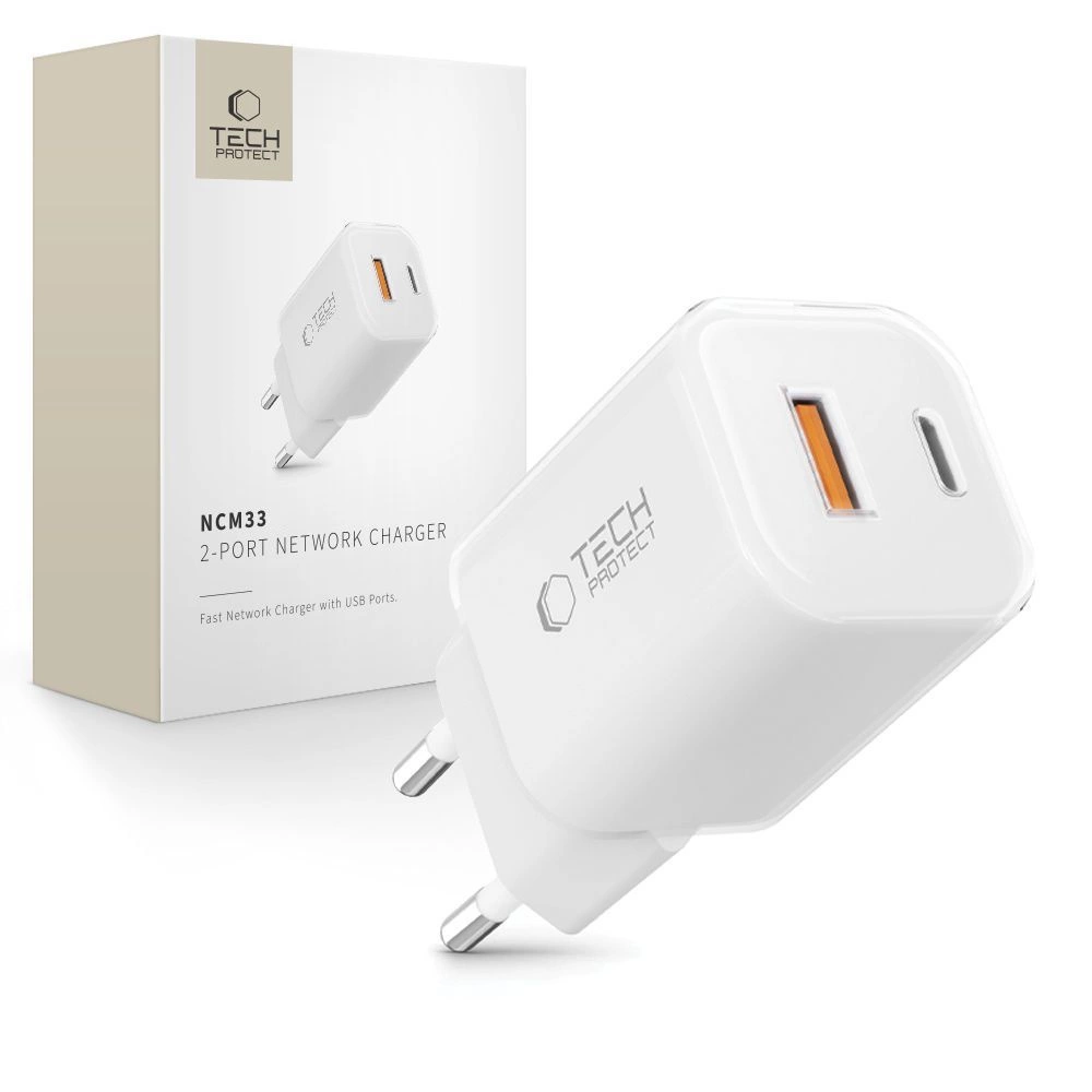 Tech-Protect NCM33W 2-port PD33W/QC3.0 wall charger - whiteeng