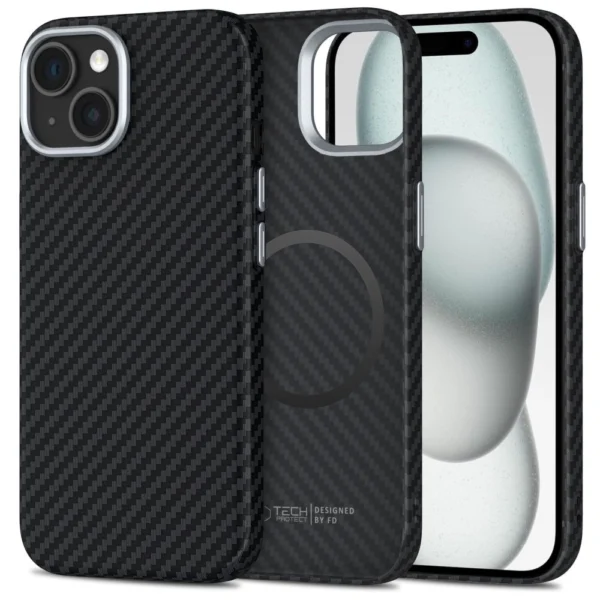 Tech-Protect Ion Carbon MagSafe Case for iPhone 15 - Blackeng