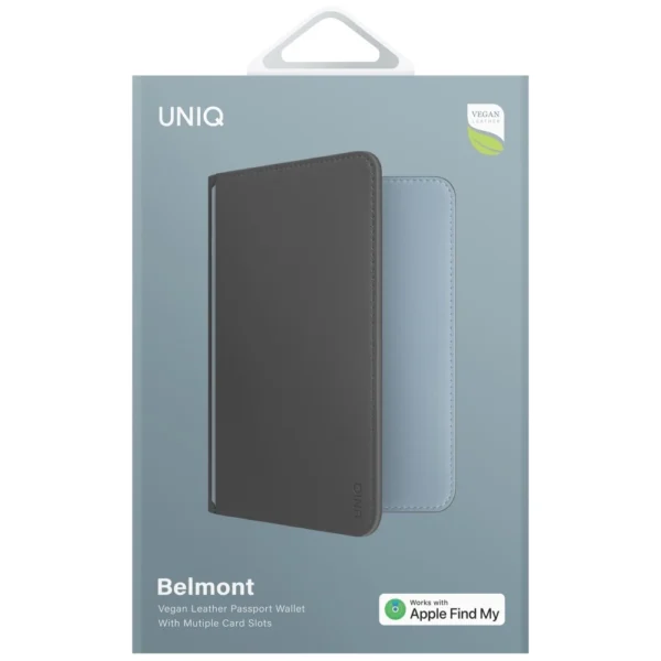 Etui na paszport UNIQ Belmont z Apple    Find My blokada RFID szaro niebieskipol