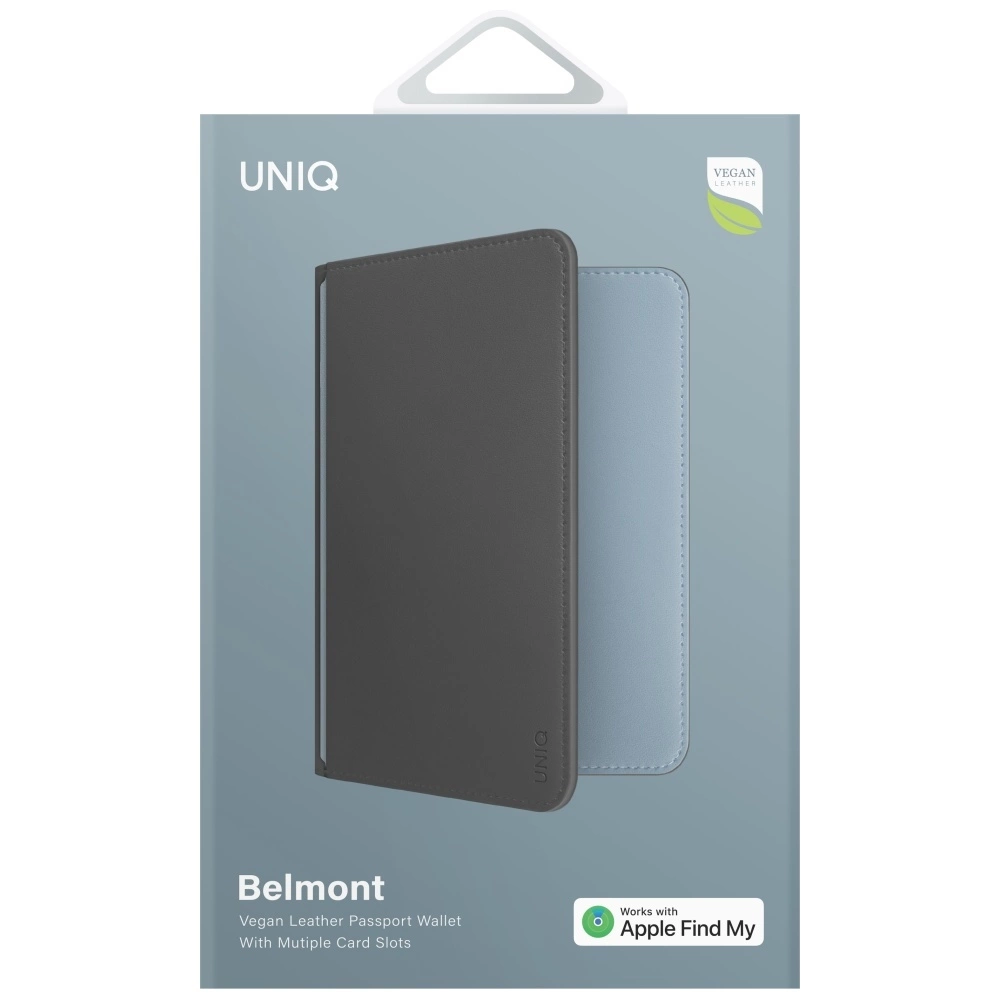 Etui na paszport UNIQ Belmont z Apple    Find My blokada RFID szaro niebieskipol