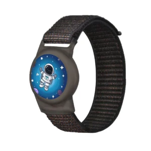 Apple AirTag Kids Nylon Wrist Strap Case - with Astronaut and Black Strapeng