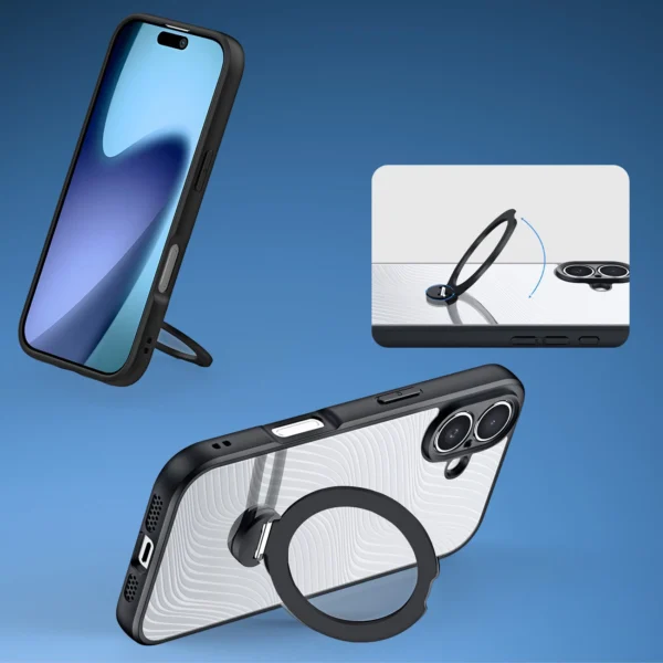 Dux Ducis Aimo Mag Case with Magnetic Ring and Stand for iPhone 17 – Blackeng
