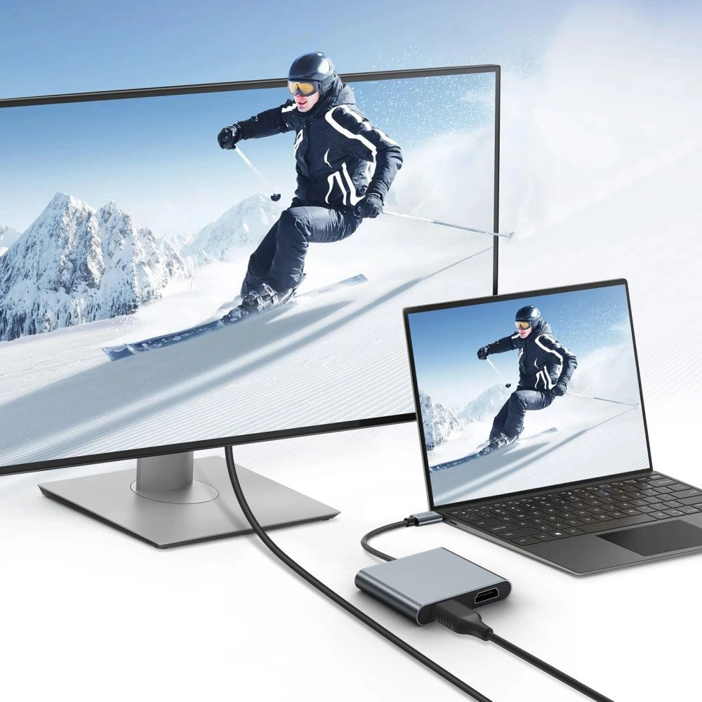 Tech-Protect HB08 4in1 USB-C + USB2.0 + 2 x HDMI 4K 60HZ adapter - grayeng