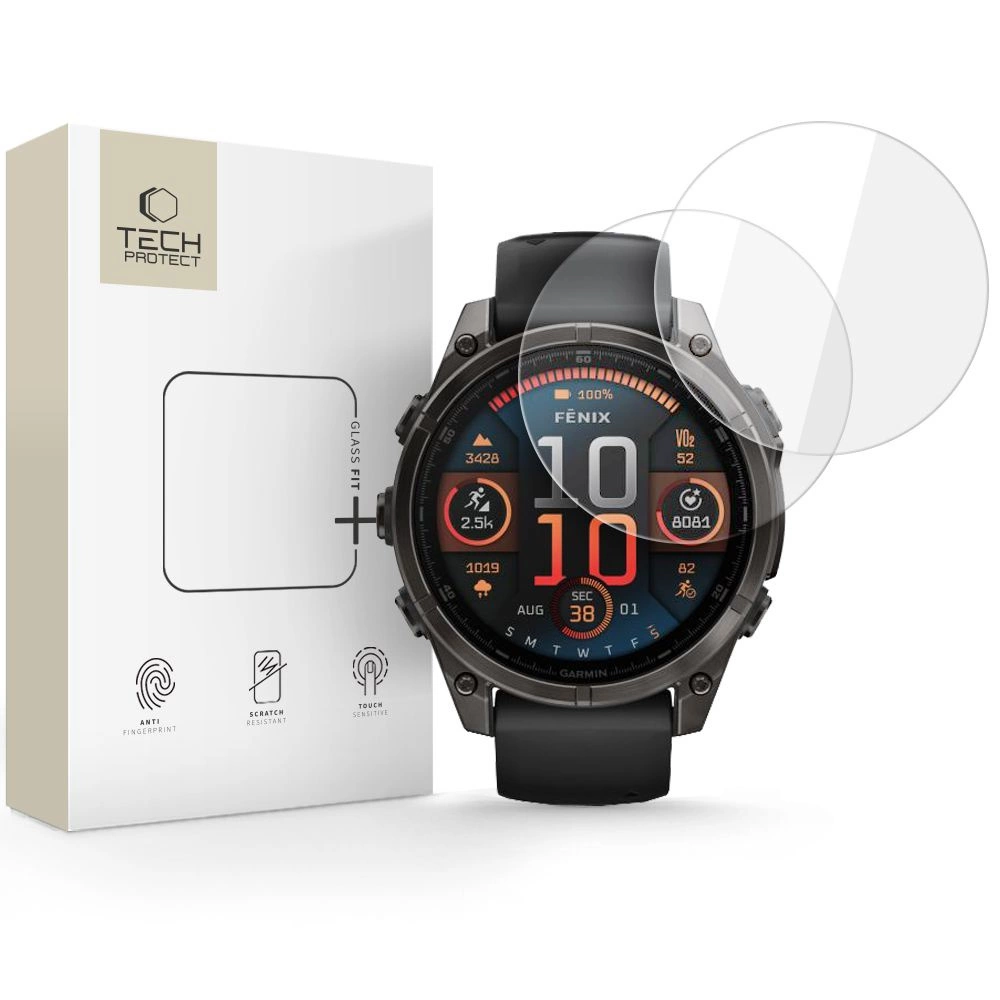 Tech-Protect Glass Fit+ 2-pack tempered glass for Garmin Fenix 8 47mm - cleareng