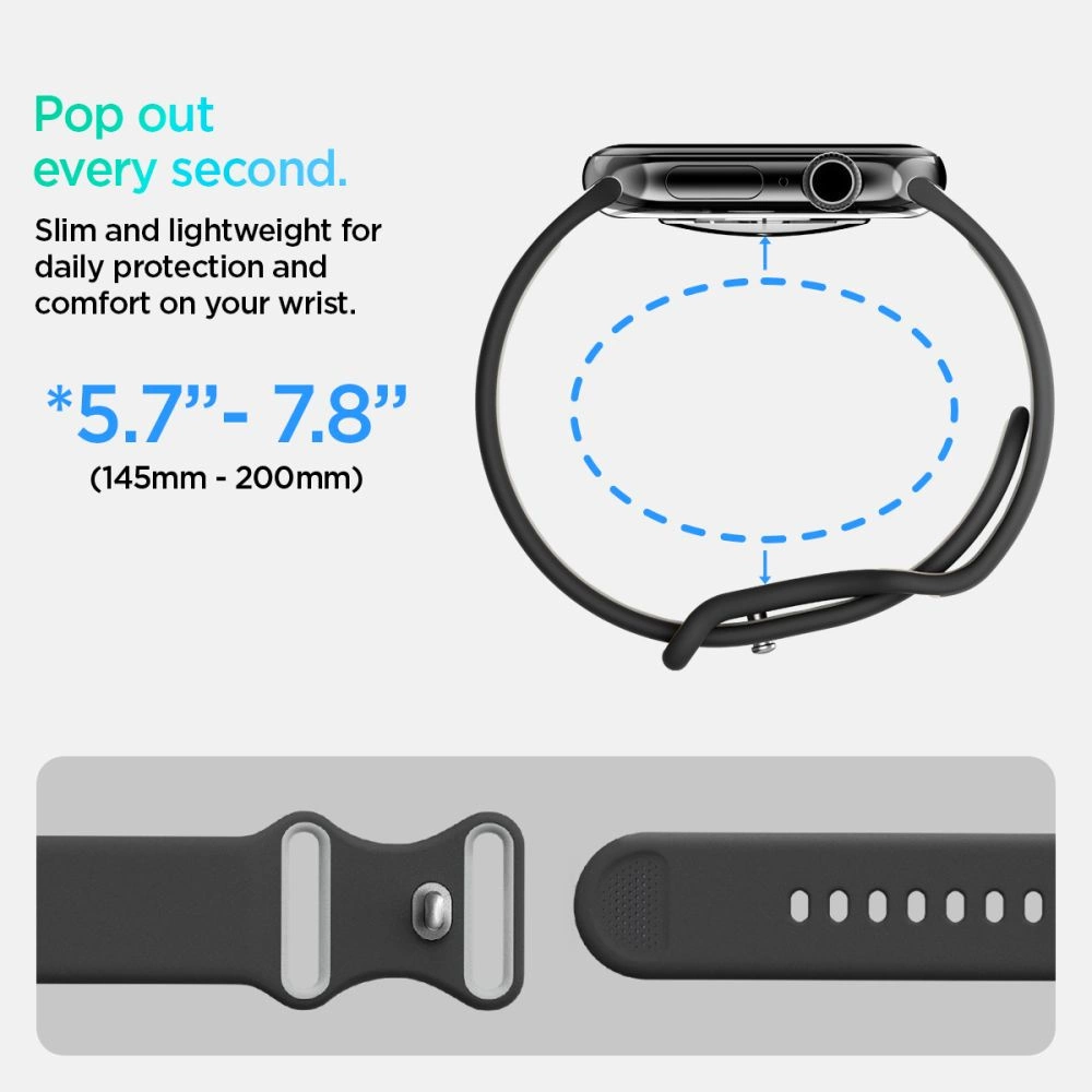 Spigen Nano Pop Strap for Apple Watch 44 / 45 / 46 / 49 mm - Black and Grayeng