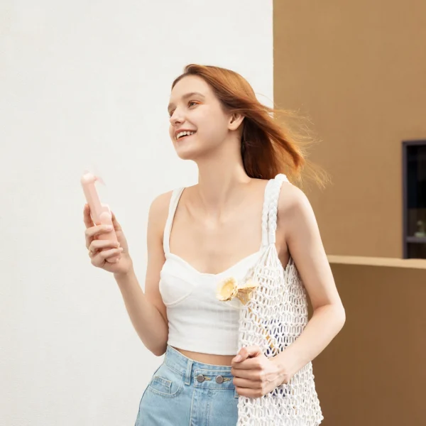 Jisulife Handheld Fan Life8 Mini Portable USB Fan with Power Bank and Flashlight - Pinkeng