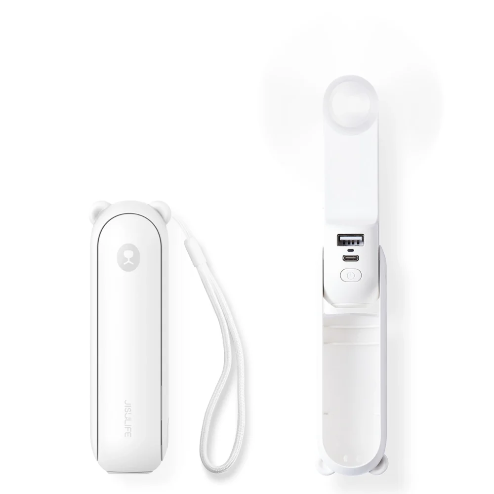 Jisulife Handheld Fan Life8 Portable USB Fan with Power Bank and Flashlight - Whiteeng