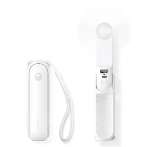 Jisulife Handheld Fan Life8 Portable USB Fan with Power Bank and Flashlight - Whiteeng