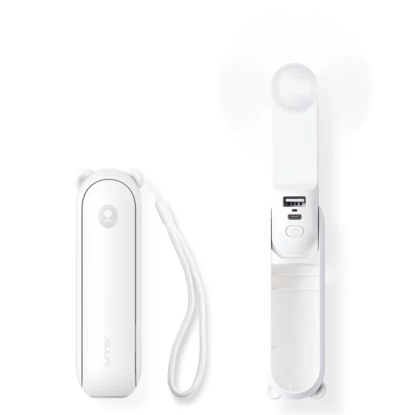 Jisulife Handheld Fan Life8 Portable USB Fan with Power Bank and Flashlight - Whiteeng