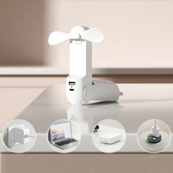 Jisulife Handheld Fan Life8 Portable USB Fan with Power Bank and Flashlight - Whiteeng