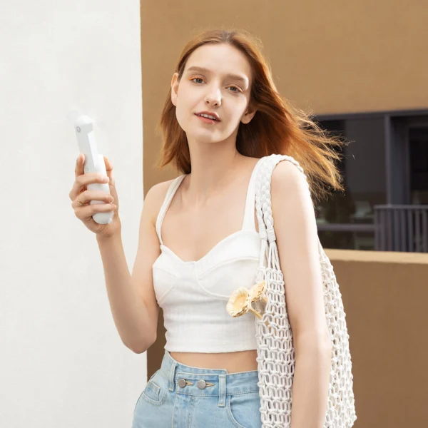 Jisulife Handheld Fan Life8 Portable USB Fan with Power Bank and Flashlight - Whiteeng