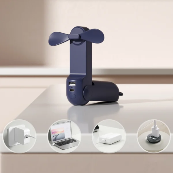 Jisulife Handheld Fan Life8 Mini Portable USB Fan with Power Bank and Flashlight - Blueeng