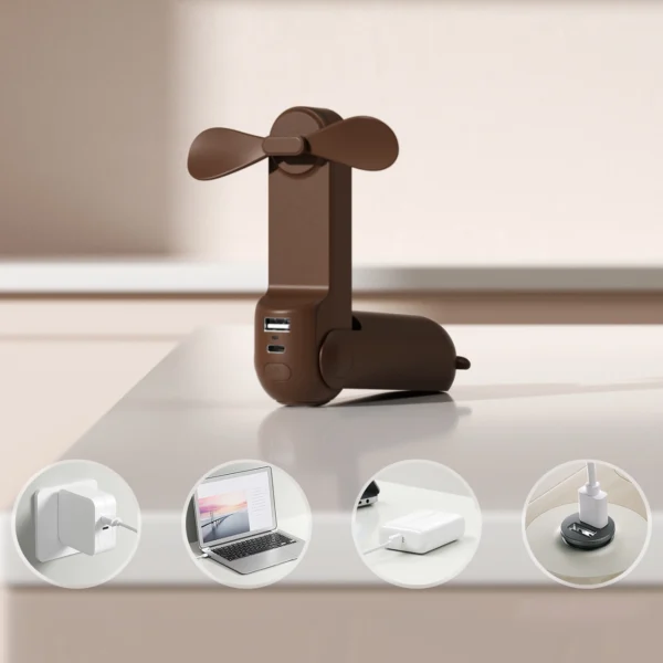 Jisulife Handheld Fan Life8 Plus Portable USB Fan with Power Bank and Flashlight - Browneng