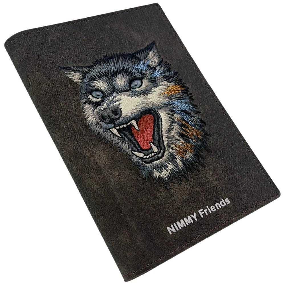 Nimmy Raptor Wolf Passport/Wallet Case - Browneng