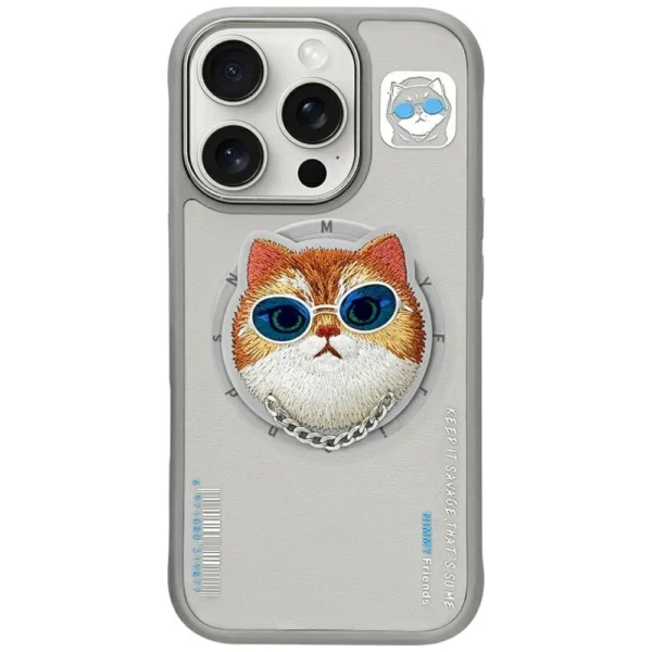 Nimmy Glasses Cool Cat MagSafe Case for iPhone 16 Pro - Grayeng