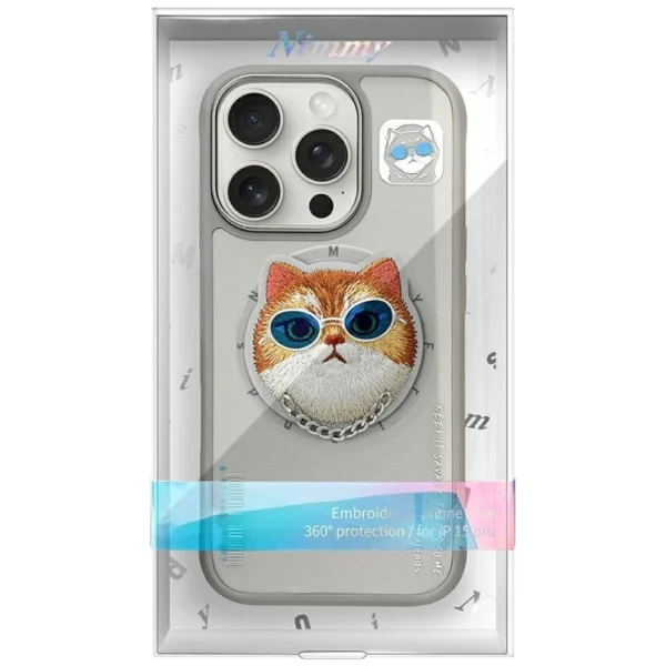Nimmy Glasses Cool Cat MagSafe Case for iPhone 16 Pro - Grayeng