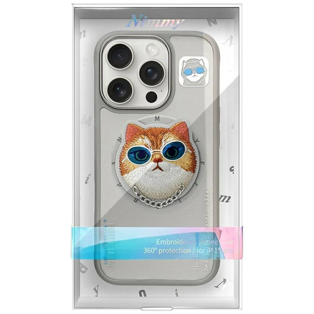 Nimmy Glasses Cool Cat MagSafe Case for iPhone 16 Pro - Grayeng