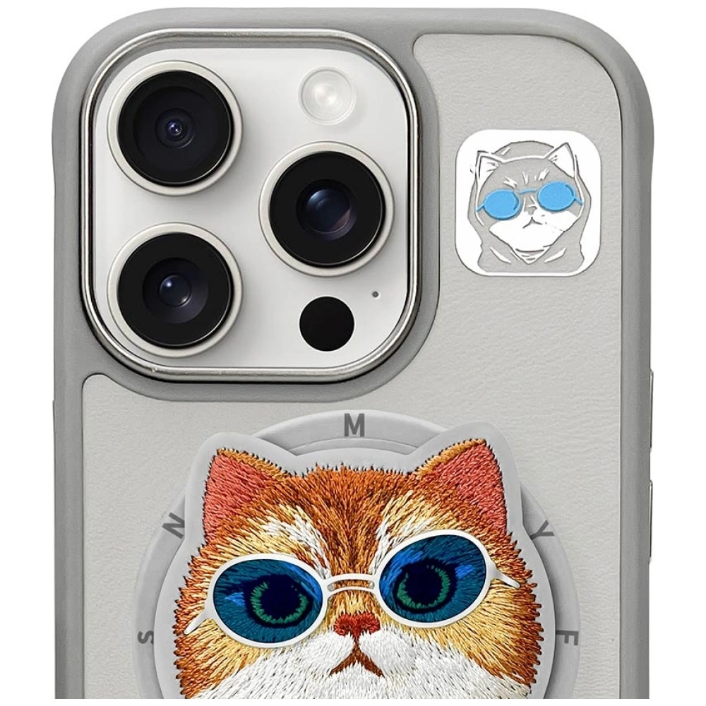 Nimmy Glasses Cool Cat MagSafe Case for iPhone 16 Pro - Grayeng