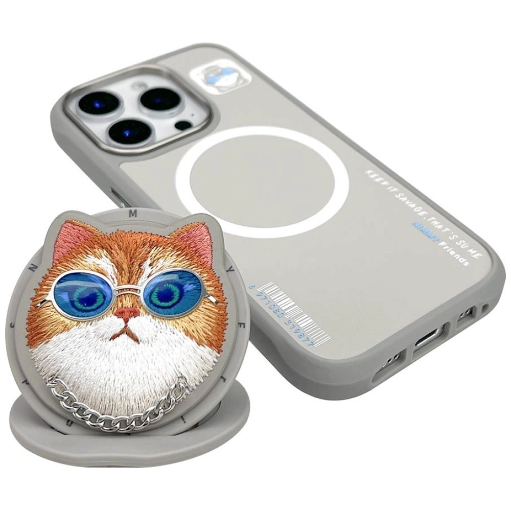 Nimmy Glasses Cool Cat MagSafe Case for iPhone 16 Pro - Grayeng