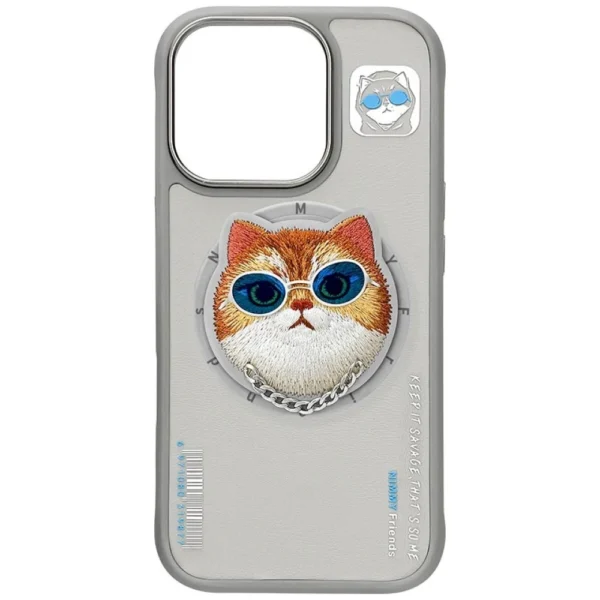 Nimmy Glasses Cool Cat MagSafe Case for iPhone 16 Pro - Grayeng