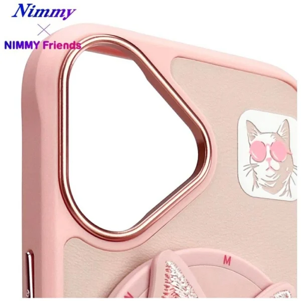 Nimmy Glasses Cool Cat MagSafe Case for iPhone 16 - Pinkeng