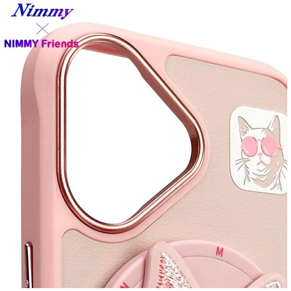 Nimmy Glasses Cool Cat MagSafe Case for iPhone 16 - Pinkeng