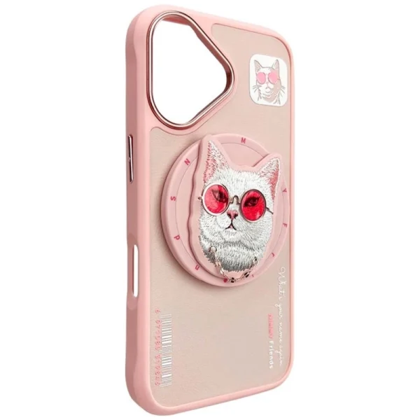 Nimmy Glasses Cool Cat MagSafe Case for iPhone 16 - Pinkeng