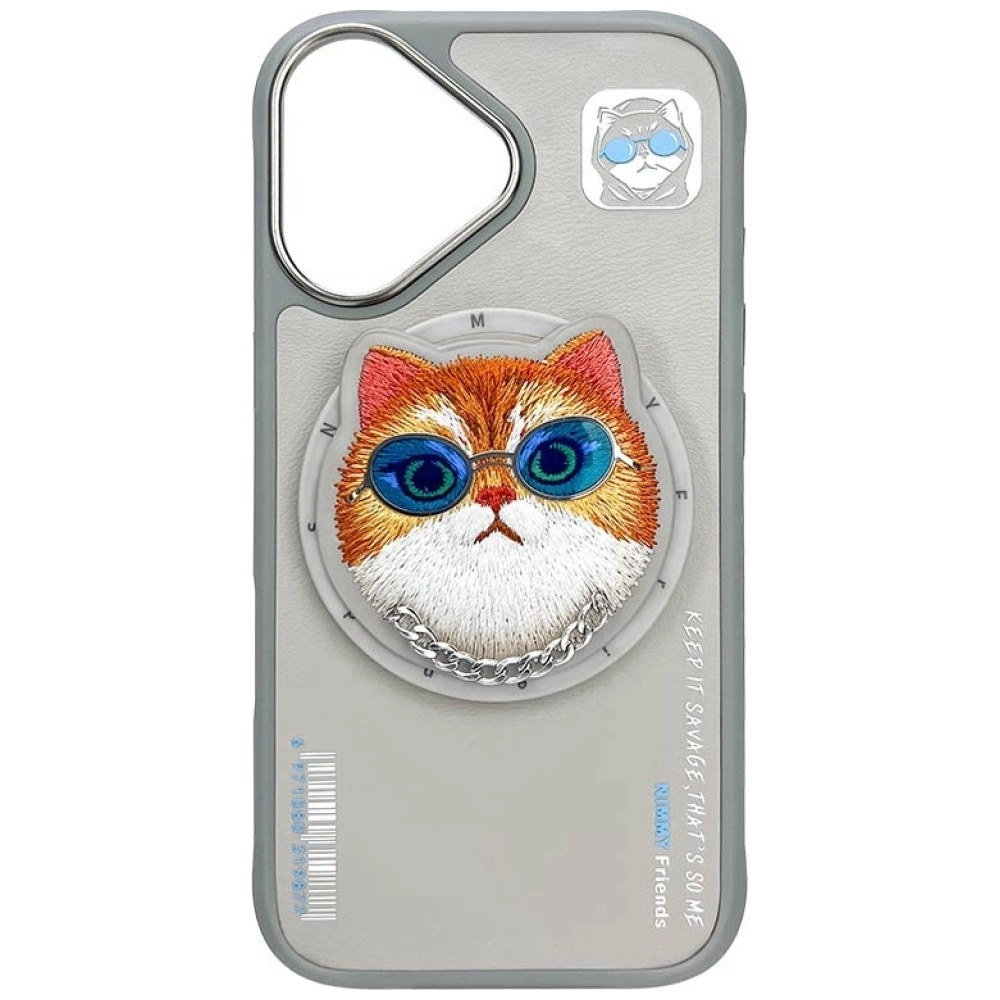 Nimmy Glasses Cool Cat MagSafe Case for iPhone 16 - Grayeng
