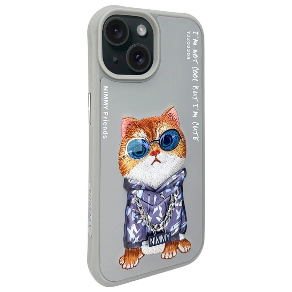 Nimmy Glasses Cool Cat iPhone 15 Case - Grayeng