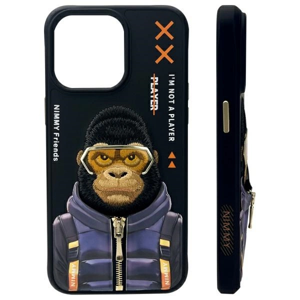 Nimmy Cool&Cute 2.0 Monkey Case for iPhone 15 Pro - Blackeng